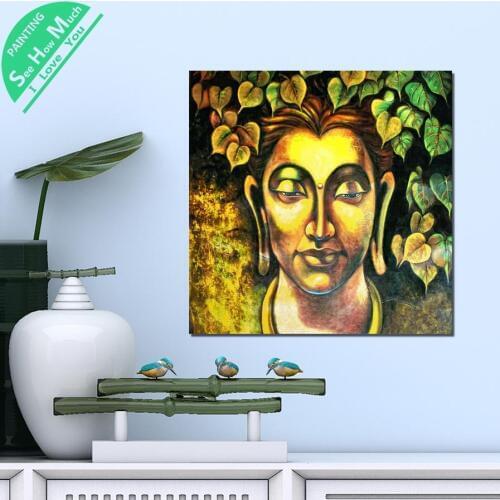 1 Piece Bodhi Buddha Gold Green HD Printed Canvas Wall Art Posters and Prints Poster Painting Framed Artwork Room Decoration
