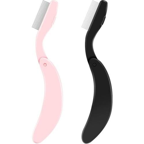 1PCs Fashion Pink Black Foldable Steel Eyebrow Eyelashes Eye Brow Extension Brush Metal Comb Cosmetic Makeup Tools 2021 New