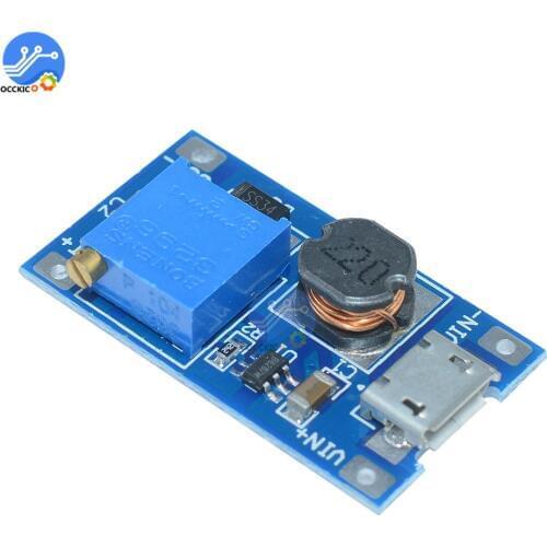 1PCS MT3608 DC-DC Step-up Boost Charger Module with Micro USB 2-24V to 5V 9V 12V 28V for 18650 Battery Charger