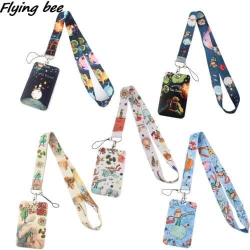 1pcs X1690 Prince And Fox Rose Cartoon Lanyard Card Holder Student Hanging Neck Phone Lanyard Badge Subway Access Card Holder