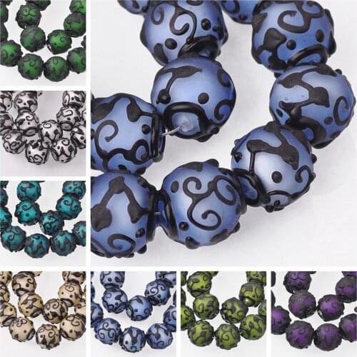 Big Round 18mm Matte Lampwork Glass Loose Beads For DIY Crafts Jewelry Making Findings