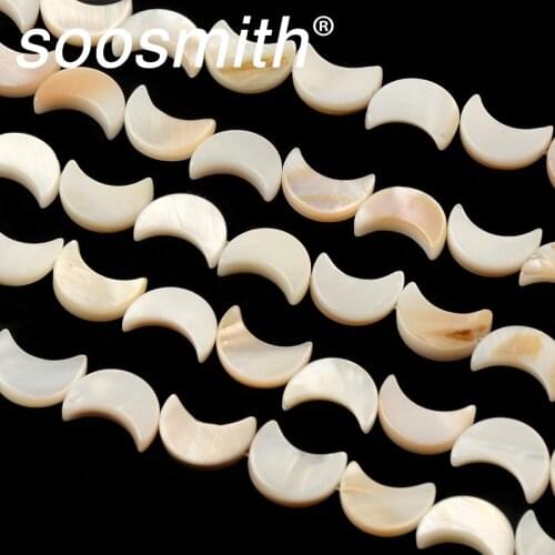 8x12mm Natural White Shell Beads Moon-shaped Spacer Beads for Jewelry Making DIY Accessorie Wholesale 35pcs Length:38cm