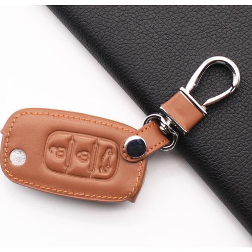 Car Leather Remote Control Keychain Key Cover Case For LADA Sedan / Largus / Kalina / Granta / Vesta 3 button Flip Key Bag