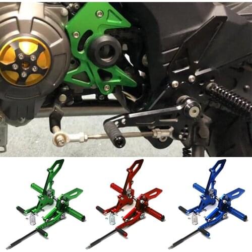 For Kawasaki Z125 Right Left CNC Footrest Motorcycle Aluminum Alloy Adjustable Rear Sets Motorbike Foot Rests Pegs 2016 2017