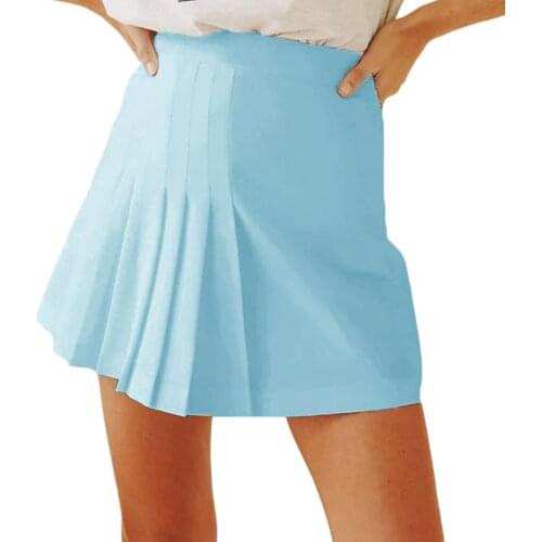 Women High Waist Plain Pleated Skirt Student Short Dress All-match Solid Color Pleated Student Skirt High Waist Zipper Skirt