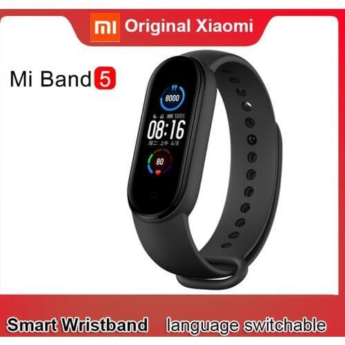 Xiaomi Mi Band 5 Wristband Stress Female Health Smart Blacelet Heart Rate Sleep Step Swim Sport Monitor APP Push Alarm