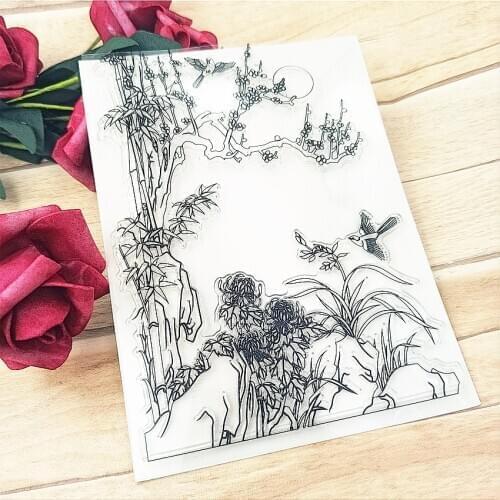 Hot selling bamboo forest transparent clear stamp / silicone seal roller stamp DIY scrapbook album / card production