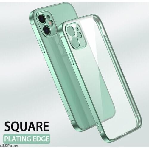 Classic Square Plating Frame Protection Soft Phone Case For iPhone 11 Pro XS Max X XR 6 6S 7 8 Plus SE 2 Ultra Thin Clear Cover