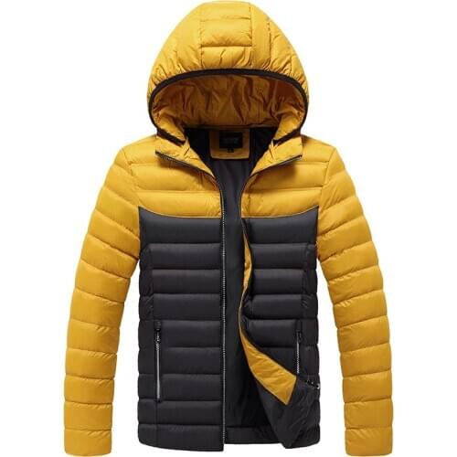2020 Men Winter Down Cotton Padded Jackets Men Thicken Hat Windproof Fashion Men Parka Pockets Coats Fit Student Male Overcoat