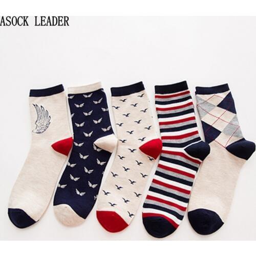 Men Socks Spring & Autumn Cotton Fashionable Striped rainbow 10 types mens business socks
