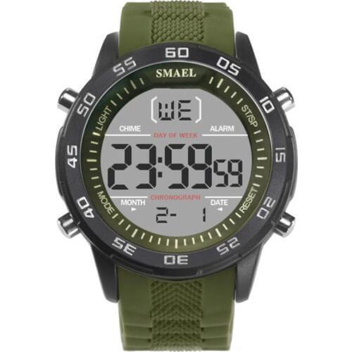 SMAEL Luxury Brand Men Sports Watches Fashion Military Sport LED Digital Watches Men Waterproof Electronics Wristwatches Green