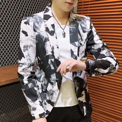 2021 Mens Spring New Camouflage Printed blazer Slim Youth Casual blazer