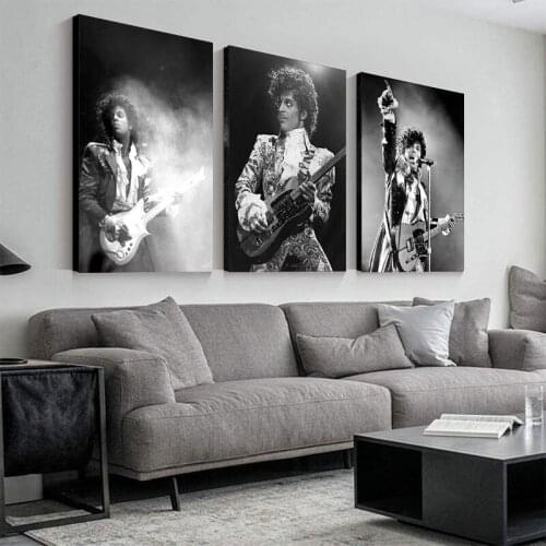 Prince Rogers Nelson Wall Art Poster America Singer Star Figure Canvas Painting Black White Wall Pictures for Living Room Decor