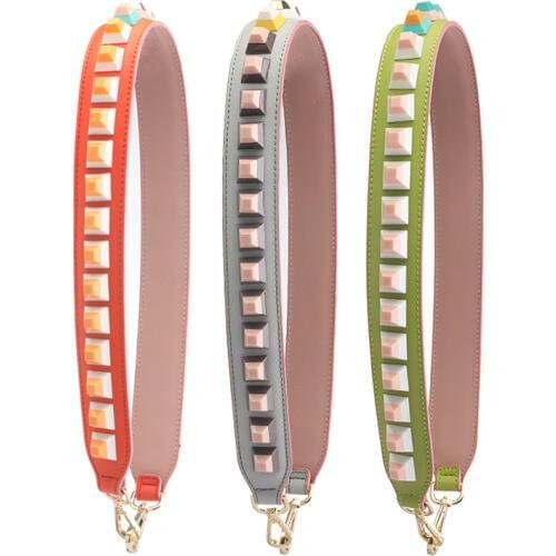 New 2017 Soft leather bag strap color rivet handbags belts women bags strap leather handle accessory bag parts Icon bag belts
