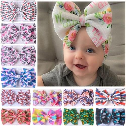 New Hair Accessories For Children DIY Fabric Hair Band Baby Print Bow Hair Band Turban Hair Band