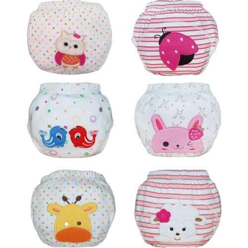 New Cute Cotton Baby Toilet Potty Training Pants Infant Toddler Reusable Training Panties Cloth Diaper Panties Nappies Trainer