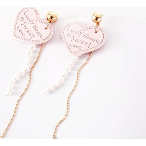 New Fashion Imitation Pearl Love Heart Earrings for Women Fashion Long Tassel Earrings Woman Jewelry Gifts Wholesale