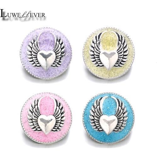 New Wing Component w155 Crystal 18mm Metal Snap Button For Bracelet Necklace Interchangeable Jewelry Women Accessorie Findings