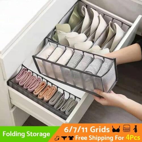 Underwear Clothes Organizer Bra Storage Boxes Nylon Drawer Divider Closet Foldable Ties Socks Shorts Drawers Organizer