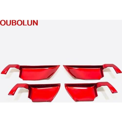 OUBOLUN For Honda Accord 10th 2018 Inner Door Handle Bowl Switch Box Decoration Cover Trim Interior Accessories ABS Chrome Red