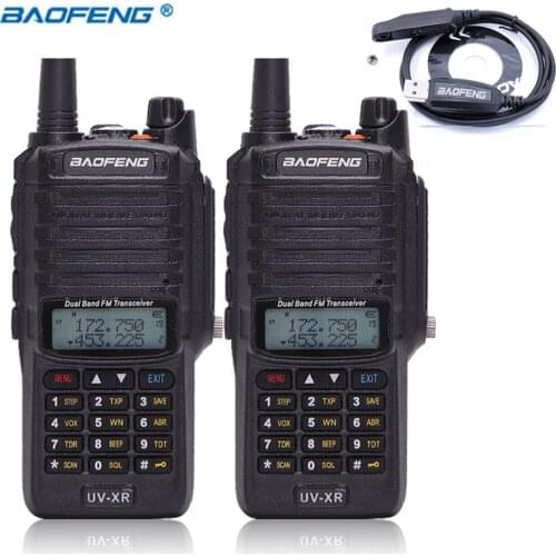 2pcs Baofeng UV-XR Waterproof Walkie Talkie 10Watts Powerful 10W Ham radio portable Handheld 10KM 2 Way Radio HF Receiver+Cable