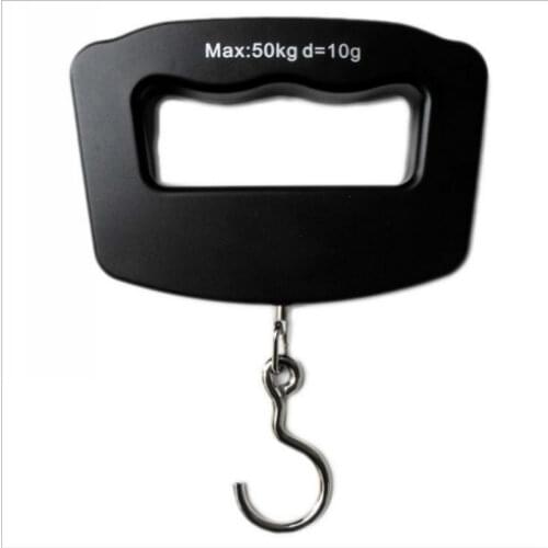 Portable Mini Digital Hand Held 50Kg*10g Fish Hook Hanging Scale Electronic Weighting Luggage Scale Blue Backlit LED Display