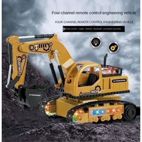 1:24 RC Truck RC Excavator Caterpillar Tractor Model Engineering Car 2.4G Radio Digging Musical and Light Effects Kids Toy