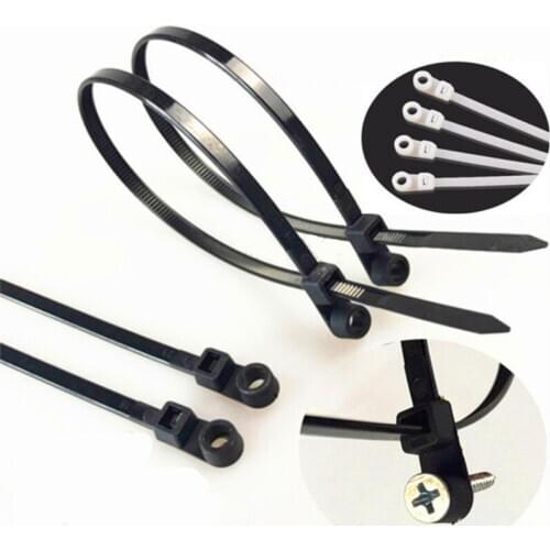 Mountable Head Cable Ties 9.84inch 4x250mm Zip Tie Black And White Colour 100pcs/bag