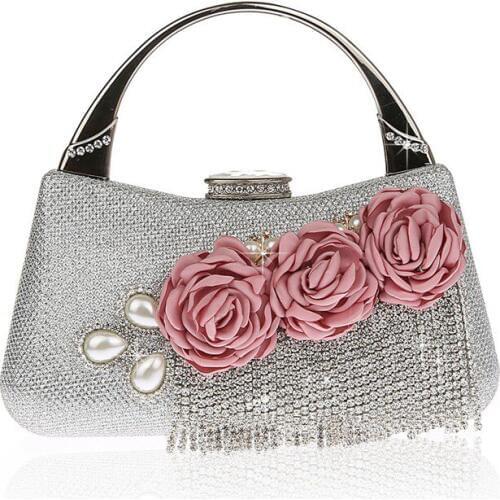 Luxury Totes Tassel Handbag Crystal Clutch Red Gold Women Bridal Wedding Shoulder Bag Floral Rhinestone Purse Evening Party Bags