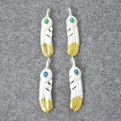 Silver Feather Necklace Pendant Male Trend Accessories Sterling Silver Pendant