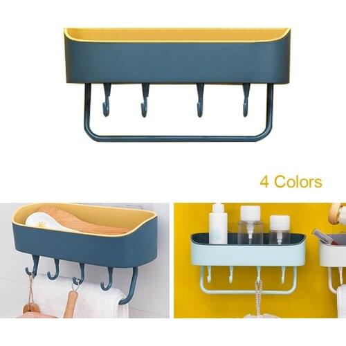 Bathroom Storage Rack Perforation-Free Bathroom Shower Shelves Toilet Wall-Mounted Storage Shelf Kitchen Storage Holder 4 Colors