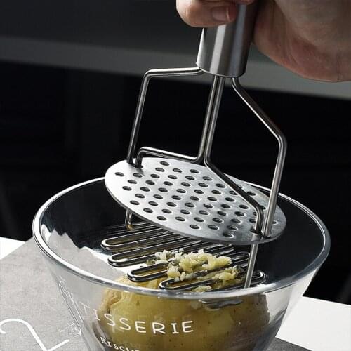 Stainless Steel Potato Masher Baby Food Ricer Juice Maker Fruit Pusher Double-deck Fruits Sweet Mash Hydraulic Kitchen Gadgets