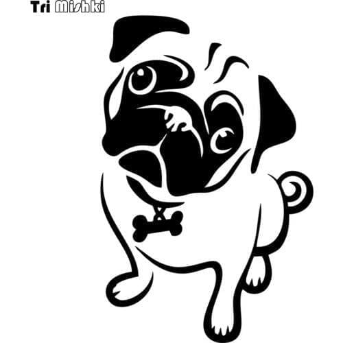 Tri Mishki HZX640# 13x20cm animal pug dog car sticker auto Windscreen Vinyl Decals Accessories Car Sticker