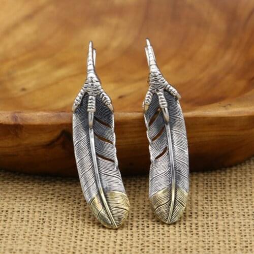 S925 Sterling Silver Jewelry Takahashi Goro Retro Thai Silver Handmade Brass Eagle Claw Feather Popular Men and Women Pendant