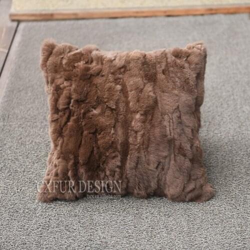CX-D-27G Soft Warm Winter Patchwork Real Rex Rabbit Fur Cushion Cover for Home Decoration