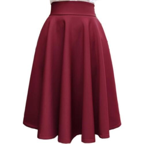 S-5XL Plus Size Skirt High Waisted Skirts Womens Knee Length Bottoms Pleated long Skirt Saia faldas mujer