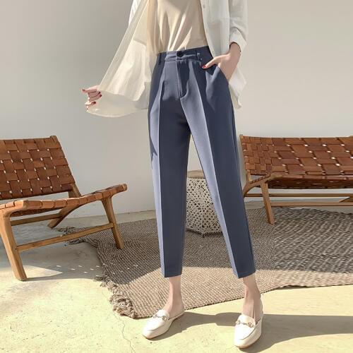 Womens Pants 2019 Autumn Harem Pants Casual High Waist Pockets Pencil Pants Office Lady Ankle-Length Pants Femme R445