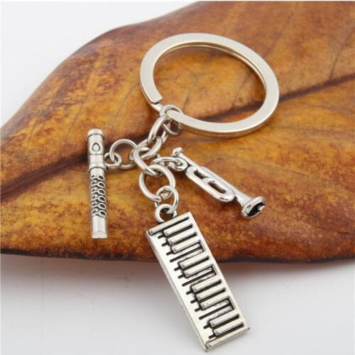 1Pc Classic Music Festival Piano Keychain Flute Horn Pendant Keyring For Musician Wonmen Gift Handmade Jewelry Wholesale