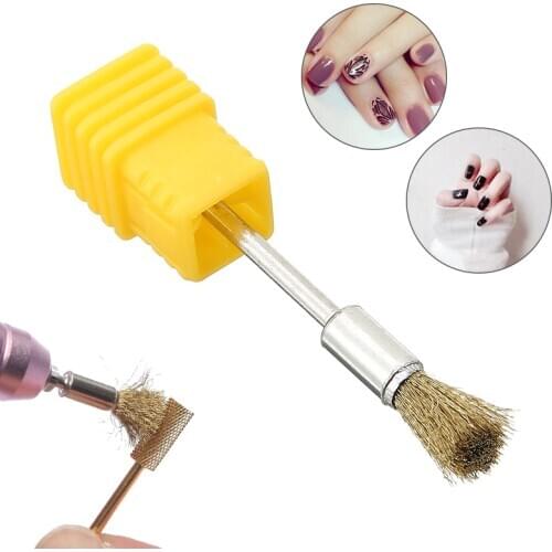 1PC Copper Wire Nail Drill Bits Cleaning Brush Clean Accessories Manicure Tools Nail Art Equipment