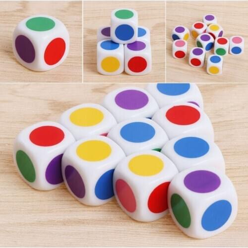 10pcs 15mm Multicolor Acrylic Cube Dice Beads Six Sides Portable Table Games Toy Dice for Board Game
