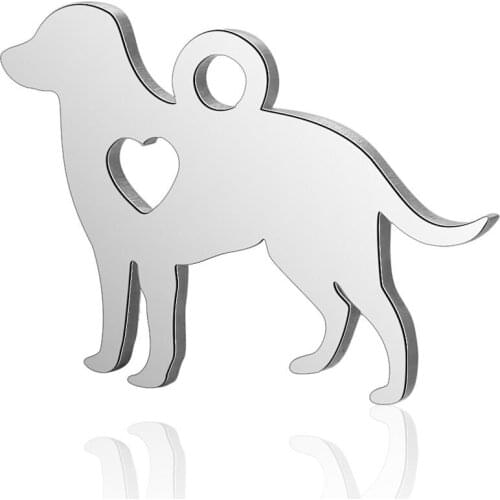 10 pcs/lot 11*15.5mm Stainless Steel Dog Heart Pendant Charms with Hook for DIY Necklace Findings Crafts Jewelry Making Gift