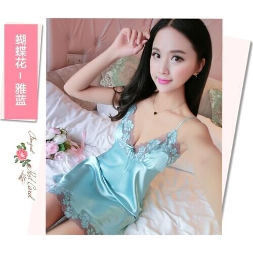 Sleeveless Nighties V-neck Nightgown Nightdres Sleepwear Nightwear For Women Ladies Sexy Silk Satin Night Dress AZ714