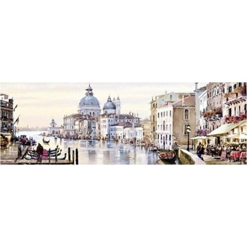 Abstract Venice City of Water Oil Painting on Canvas Resort Boats Buildings Cuadros Posters and Prints Wall Art for Living Room