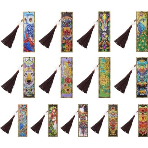 DIY Diamond Painting Leather Bookmark Tassel Book Marks DIY Special Shaped Diamond Embroidery Christmas Handmade Craft Gift