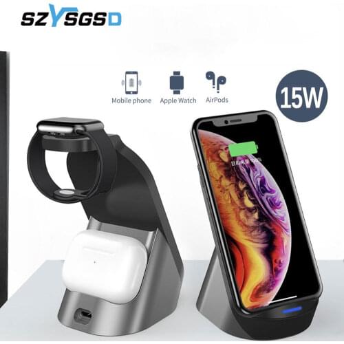 15W Wireless Charger Station For Apple iWatch 6/5 For iPhone 12 12Pro XS Airpods Pro Fast Charging Dock Holder Stand Mounts Base