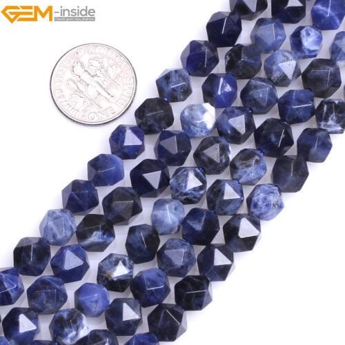Gem-inside 8mm 10mm12mm Natural AAA Grade faceted Sodalite Beads For Jewelry Making Beads Strand 15" DIY Christmas Gift