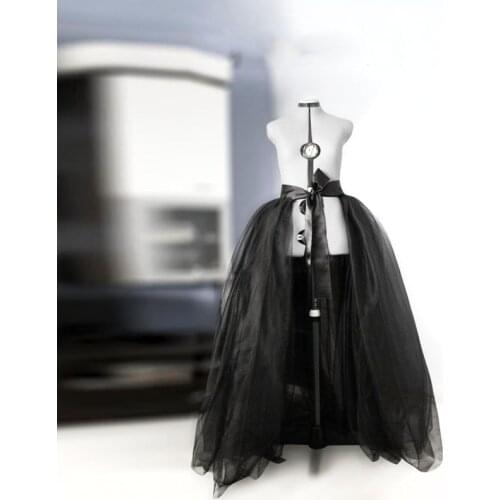 Black Puffy Lace Up Orangza Evening Prom party Skirt Custom Made Ribbon Waistline Tie Sashes Long Skirt for Forma Occasion Saia