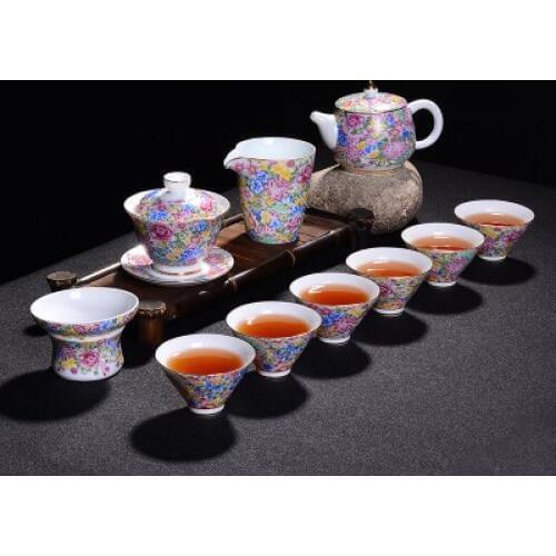 Jingdezhen Ceramic Pastel Colorful Tea Sets Blue And White Porcelain cup Teacups Sets Home Kung Fu Black Tea Pu-erh Teaware Gift
