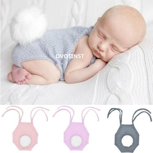 Dvotinst Newborn Photography Props Baby Sleeveless Outfits Rabbit Tail Romper Fotografia Accessories Studio Shoots Photo Props