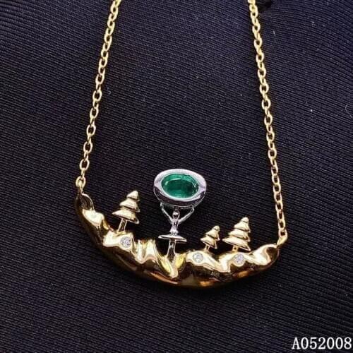 KJJEAXCMY fine jewelry 925 pure silver inlaid natural emerald girl new Pendant fashion Necklace vintage support test